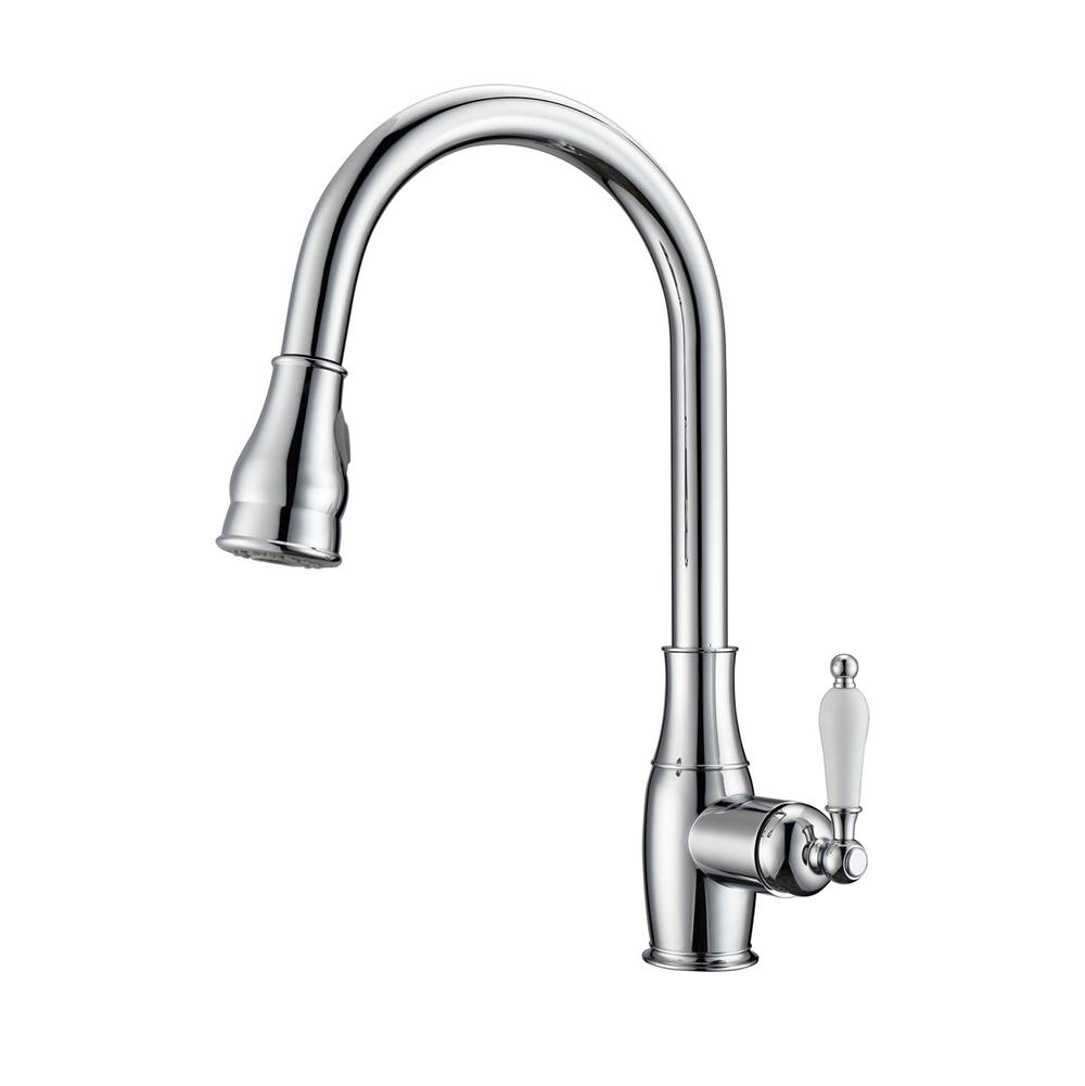 Barclay Caryl Kitchen Faucet,Pull-OutSpray, Porcelain Handles, CP