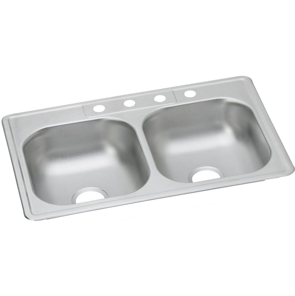 Elkay Dayton Stainless Steel 33'' x 21-1/4'' x 6-9/16'', MR2-Hole Equal Double Bowl Drop-in Sink