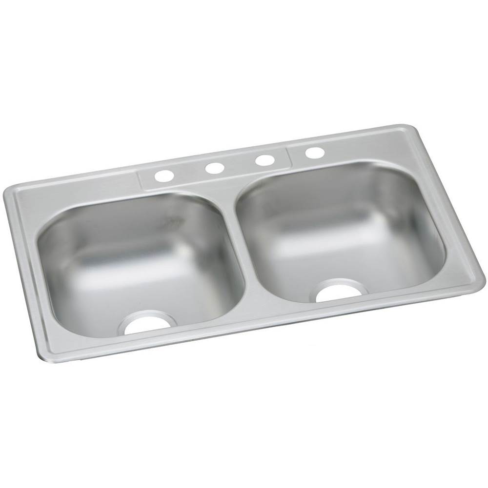 Elkay Dayton Stainless Steel 33'' x 22'' x 7-1/16'', 3-Hole Equal Double Bowl Drop-in Sink (50 Pack)