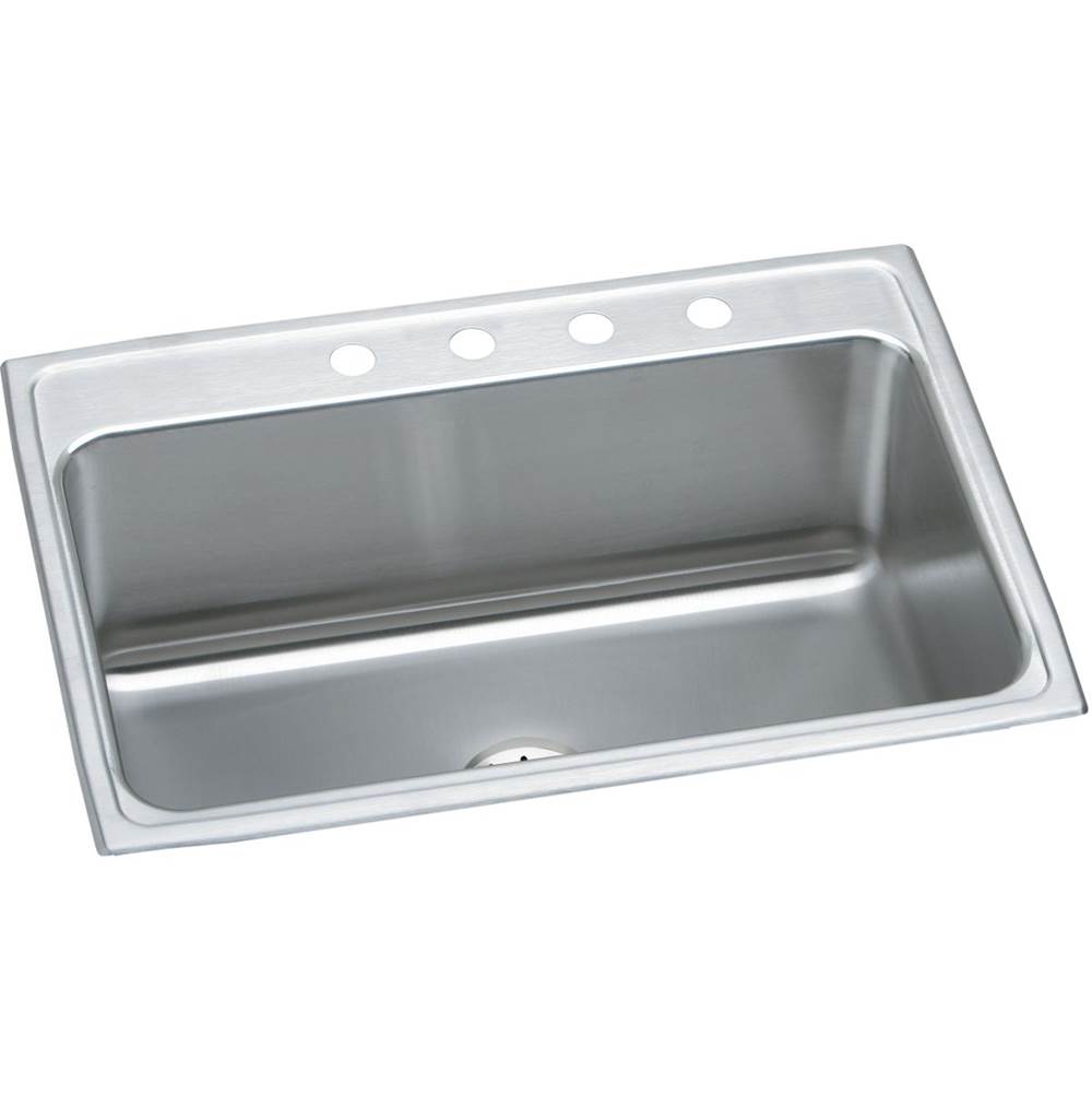 Elkay Lustertone Classic Stainless Steel 31'' x 22'' x 10-1/8'', 4-Hole Single Bowl Drop-in Sink with Perfect Drain