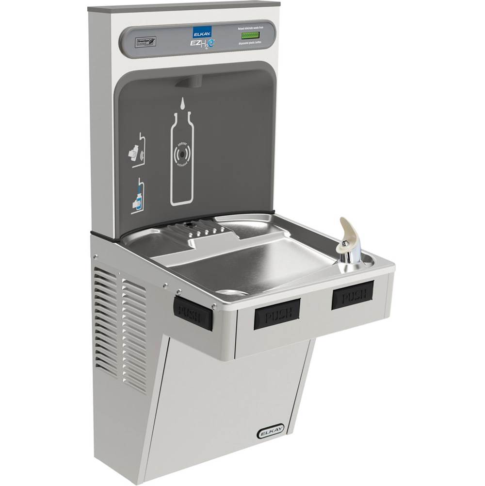Elkay ezH2O Bottle Filling Station with Mechanically Activated, Single ADA Cooler Non-Filtered Refrigerated Stainless