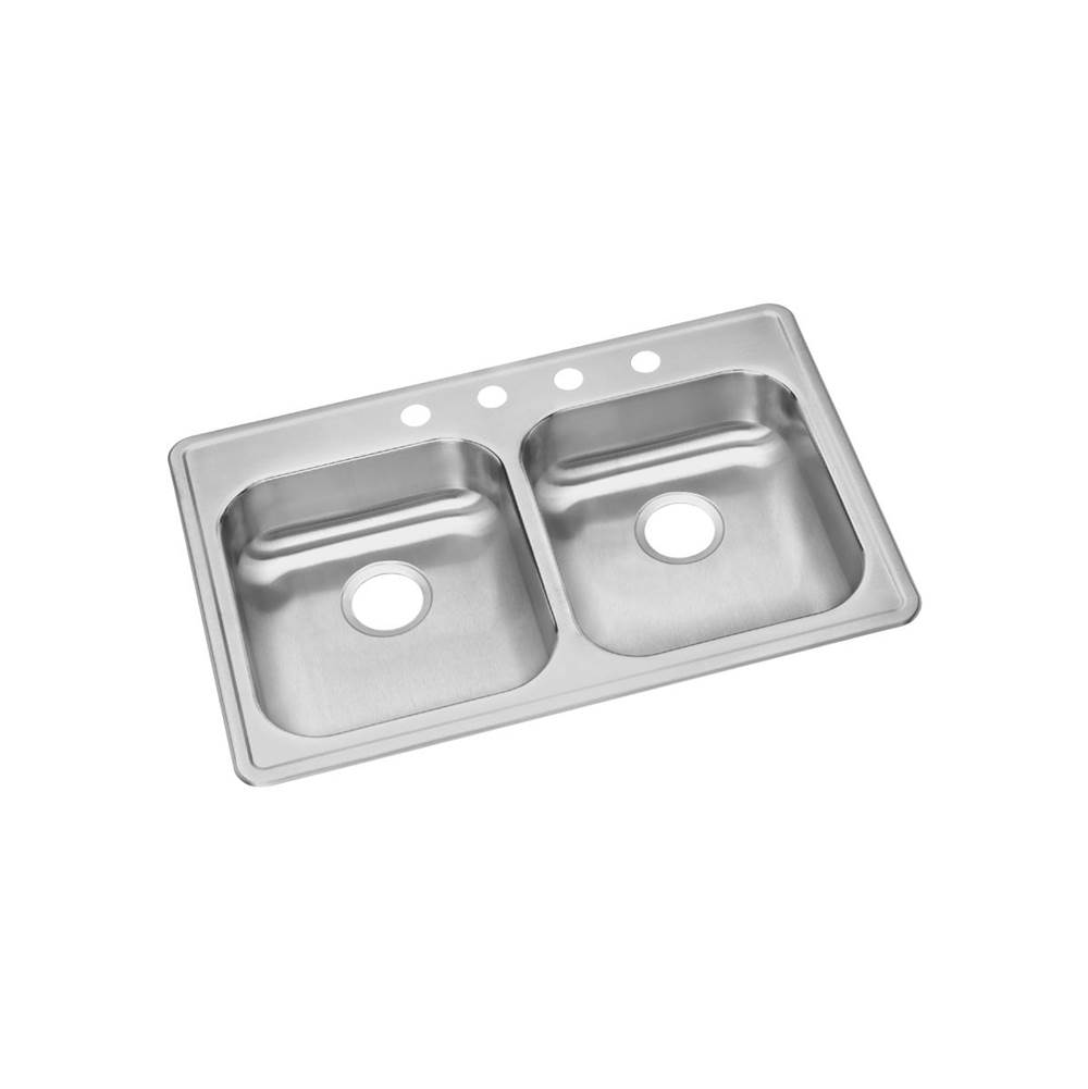 Elkay Dayton Stainless Steel 33'' x 22'' x 5-3/8'', 1-Hole Equal Double Bowl Drop-in Sink