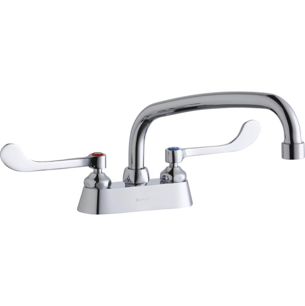 Elkay 4'' Centerset with Exposed Deck Faucet with 10'' Arc Tube Spout 6'' Wristblade Handles