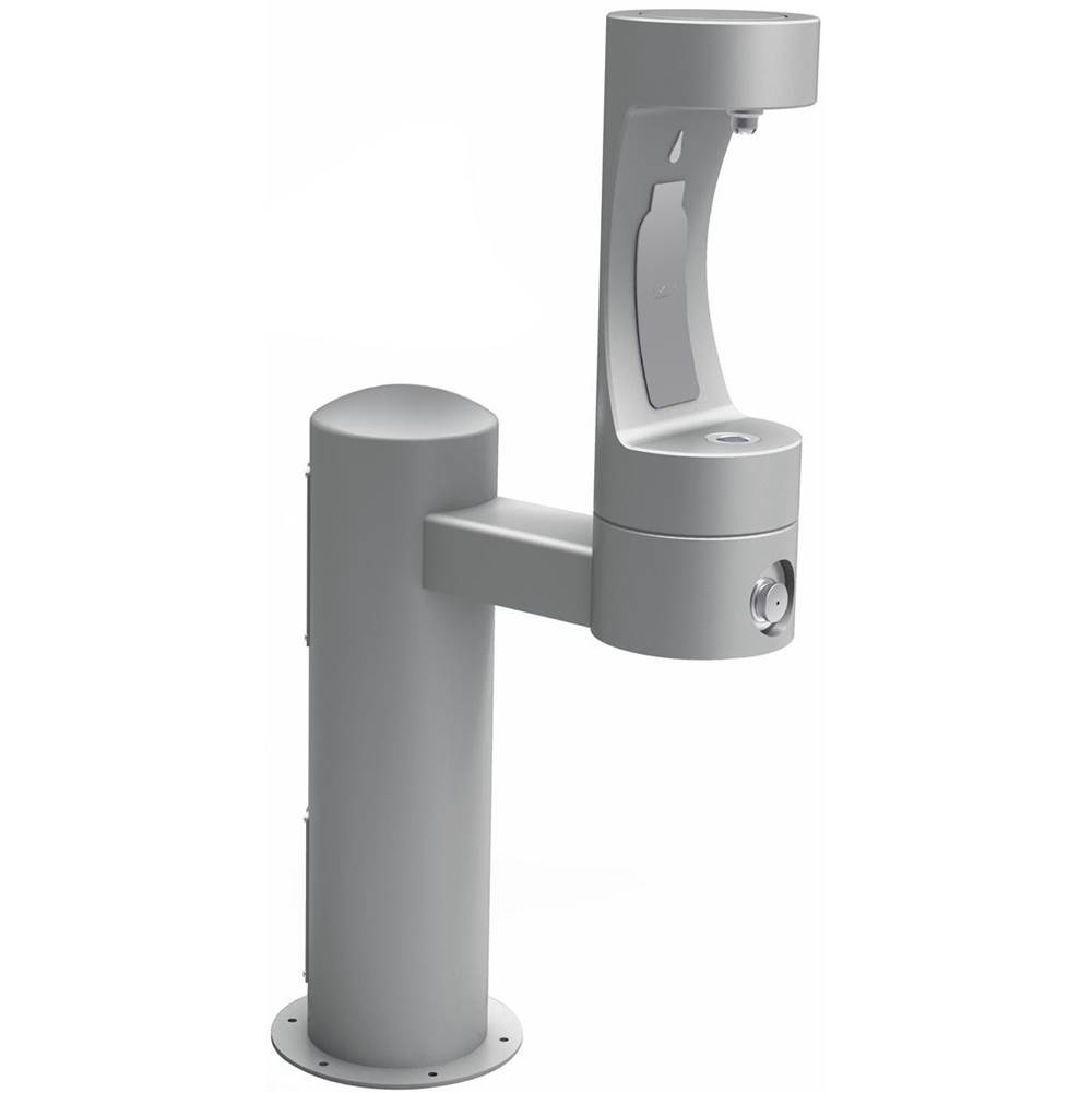 Elkay Outdoor ezH2O Bottle Filling Station Single Pedestal, Non-Filtered Non-Refrigerated Gray
