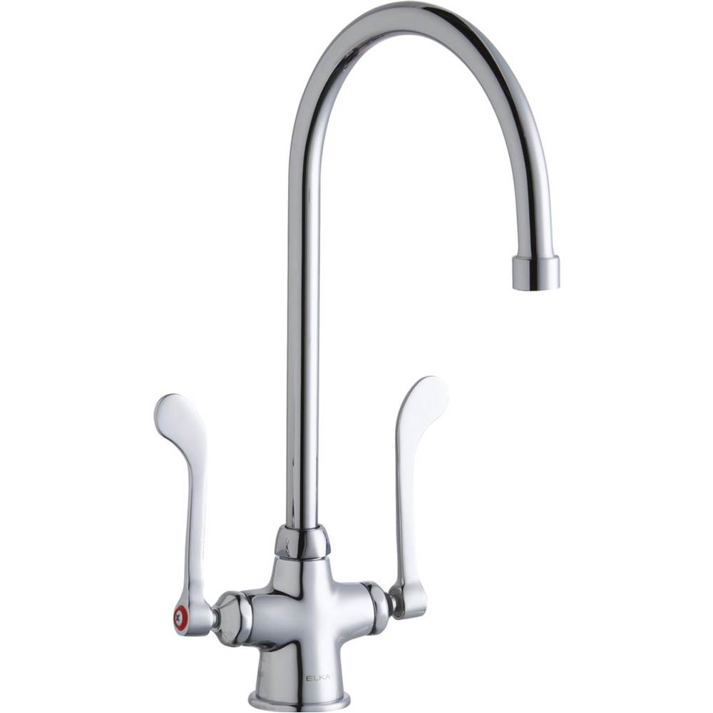 Elkay Single Hole with Concealed Deck Faucet with 8'' Gooseneck Spout 6'' Wristblade Handles Chrome