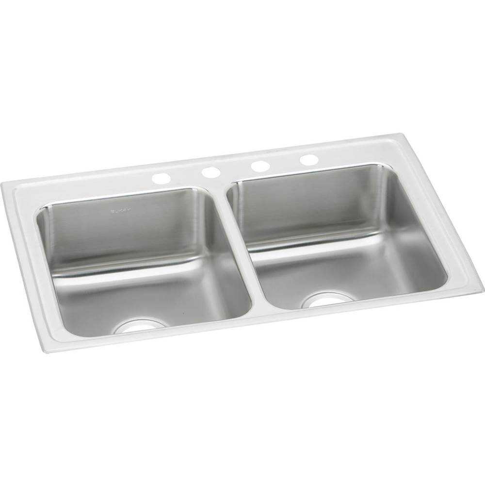 Elkay Lustertone Classic Stainless Steel 33'' x 19-1/2'' x 7-5/8'', 2-Hole Equal Double Bowl Drop-in Sink