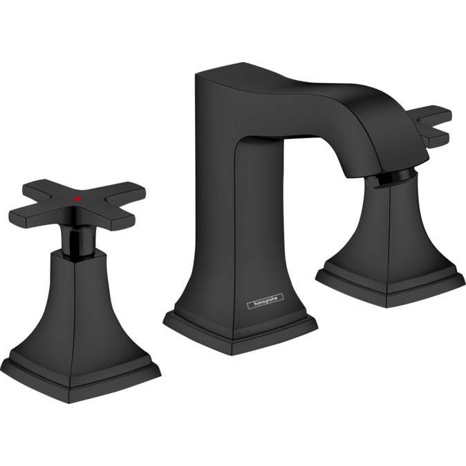 Hansgrohe Metropol Classic Widespread Faucet 110 with Cross Handles and Pop-Up Drain, 1.2 GPM in Matte Black