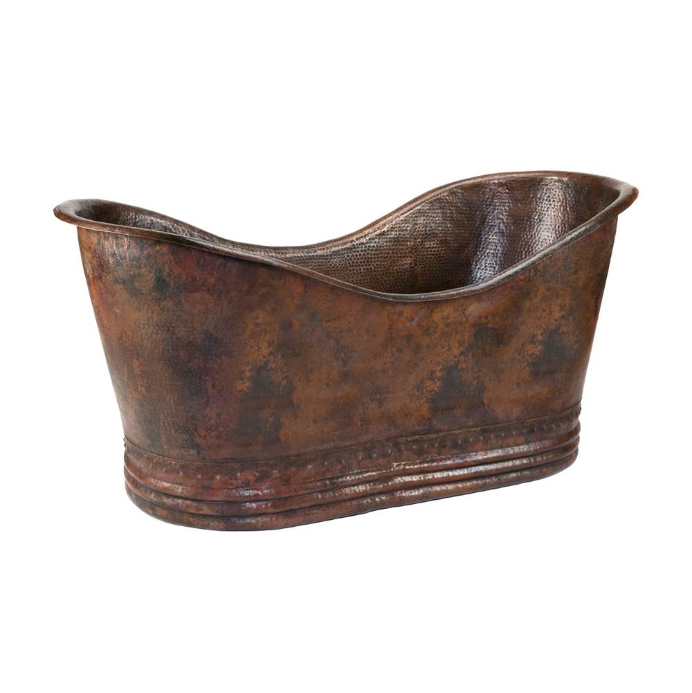 Premier Copper Products 67'' Hammered Copper Double Slipper Bathtub