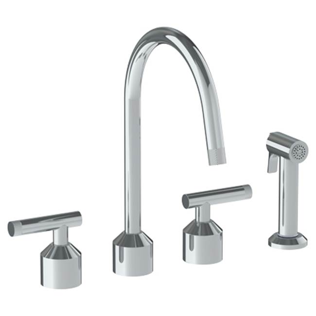Watermark Deck Mounted 4 Hole Kitchen Set With Gooseneck Spout - Includes Side Spray